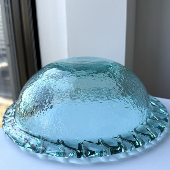 Fire and Light Recycled Glass Aqua Blue Bowl 9 1/2" Arcata, California Vintage - Picture 6 of 9